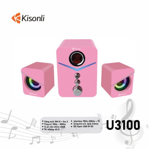 Loa Vi Tính 2.1 Kisonli U3100 Pink Led