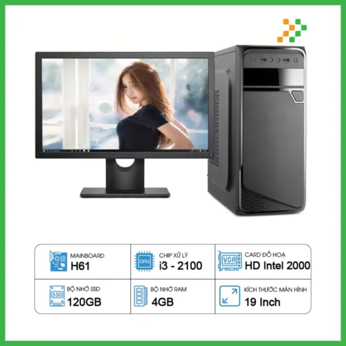 Máy Tính PC Văn Phòng H61/CPU i3-2100/RAM 4GB/SSD 120GB/19 inch