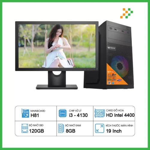 Máy Tính PC Văn Phòng H81/CPU i3-4130/RAM 8GB/SSD 120GB/19 inch