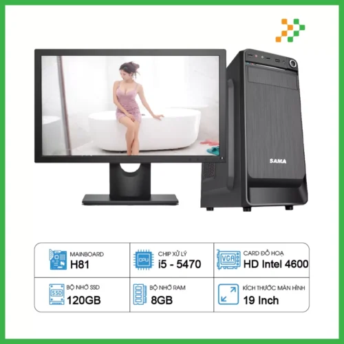 Máy Tính PC Văn Phòng H81/CPU i5-4570/RAM 8GB/SSD 120GB/19 inch