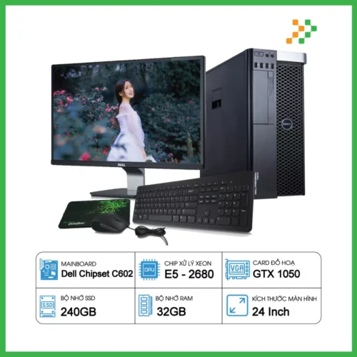 PC Đồ Họa Render Dell Precision T3610 Xeon E5-2680/32GB/240GB SSD/GTX1050/LCD 24 Inch