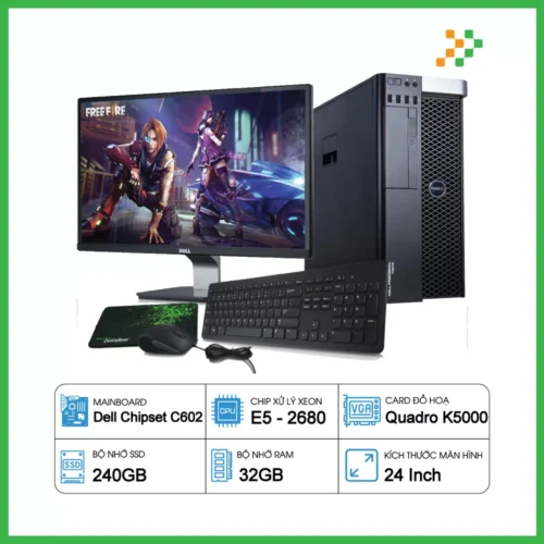 PC Đồ Họa Render Dell Precision T3610 Xeon E5-2680/32GB/240GB SSD/K5000/LCD 24 Inch