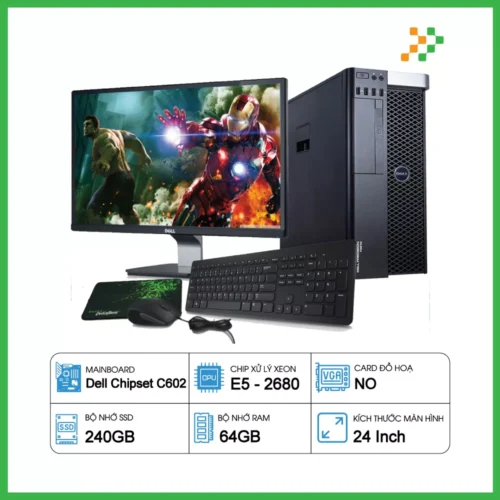 PC Đồ Họa Render Dell Precision T3610 Xeon E5-2680/64GB/240G/LCD 24 Inch