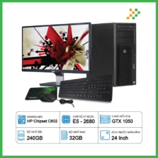 PC Đồ Họa Render HP Workstation Z420 Xeon E5-2680/32GB/240GB SSD/GTX1050/LCD 24 Inch