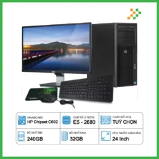 PC Đồ Họa Render HP Workstation Z420 Xeon E5-2680/32GB/240GB SSD/LCD 24 Inch