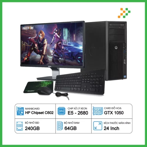 PC Đồ Họa Render HP Workstation Z420 Xeon E5-2680/64GB/240GB SSD/GTX1050/LCD 24 Inch