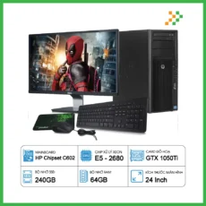 PC Đồ Họa Render HP Workstation Z420 Xeon E5-2680/64GB/240GB SSD/GTX1050Ti/LCD 24 Inch