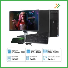 PC Đồ Họa Render HP Workstation Z420 Xeon E5-2680/64GB/240GB SSD/LCD 24 Inch