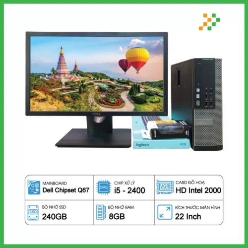 PC Văn Phòng Máy Bộ Dell Core i5-2400/8GB/240GB SSD/LCD 22 Inch
