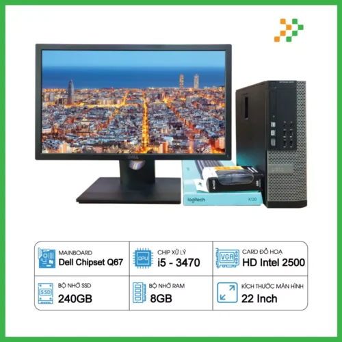 PC Văn Phòng Máy Bộ Dell Core i5-3470/8GB/240GB SSD/LCD 22 Inch