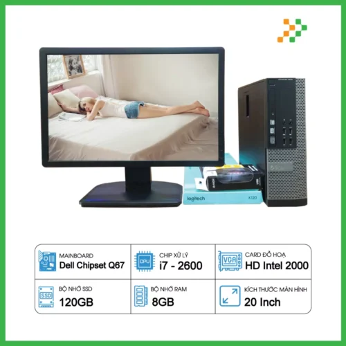 PC Văn Phòng Máy Bộ Dell Core i7-2600/8GB/120GB SSD/LCD 20 Inch