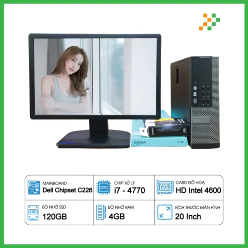 PC Văn Phòng Máy Bộ Dell Core i7-4770/4GB/120GB SSD/LCD 20 Inch