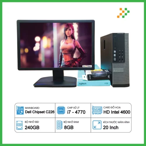PC Văn Phòng Máy Bộ Dell Core i7-4770/8GB/240GB SSD/LCD 20 Inch