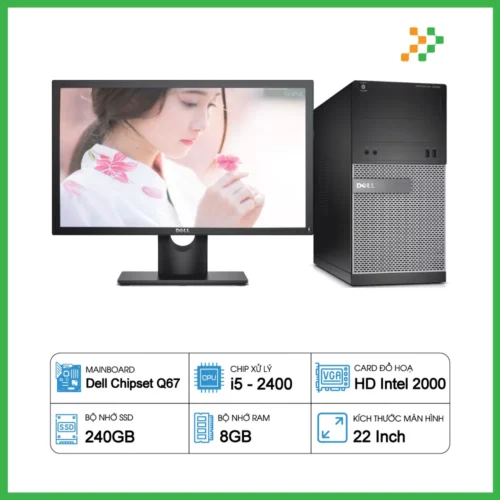 PC Văn Phòng Máy Bộ Dell Optiplex MT Core i5-2400/8GB/240GB SSD/LCD 22 Inch