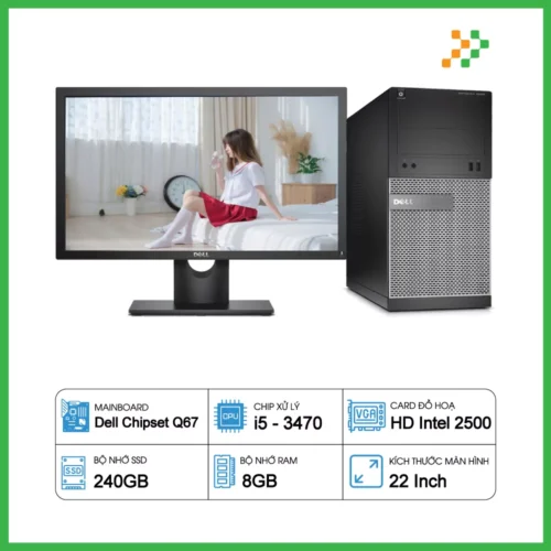 PC Văn Phòng Máy Bộ Dell Optiplex MT Core i5-3470/8GB/240GB SSD/LCD 22 Inch