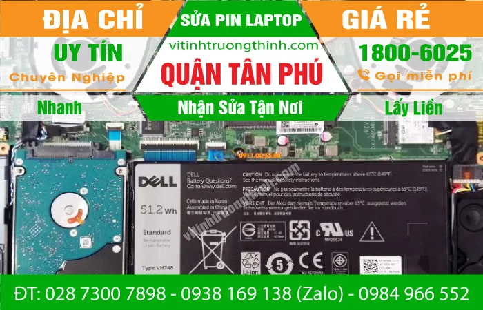 Sửa Pin Laptop Quận Tân Phú- Thay Cell Pin Giá Rẻ – Gần Đây
