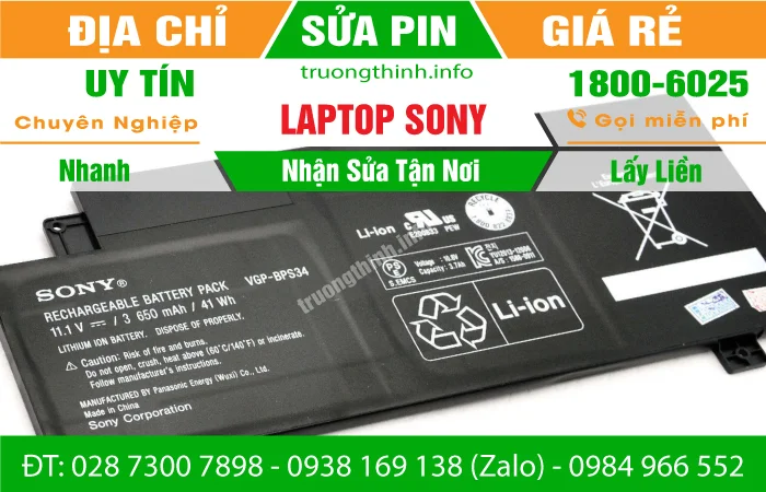 Sửa Pin Laptop Sony- Thay Cell Pin Giá Rẻ – Gần Đây