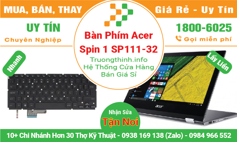 Thay Bàn Phím Laptop Acer Spin 1 SP111-32