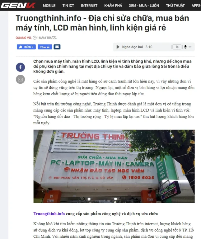 Địa chỉ sửa chữa, mua bán máy tính, linh kiện giá rẻ