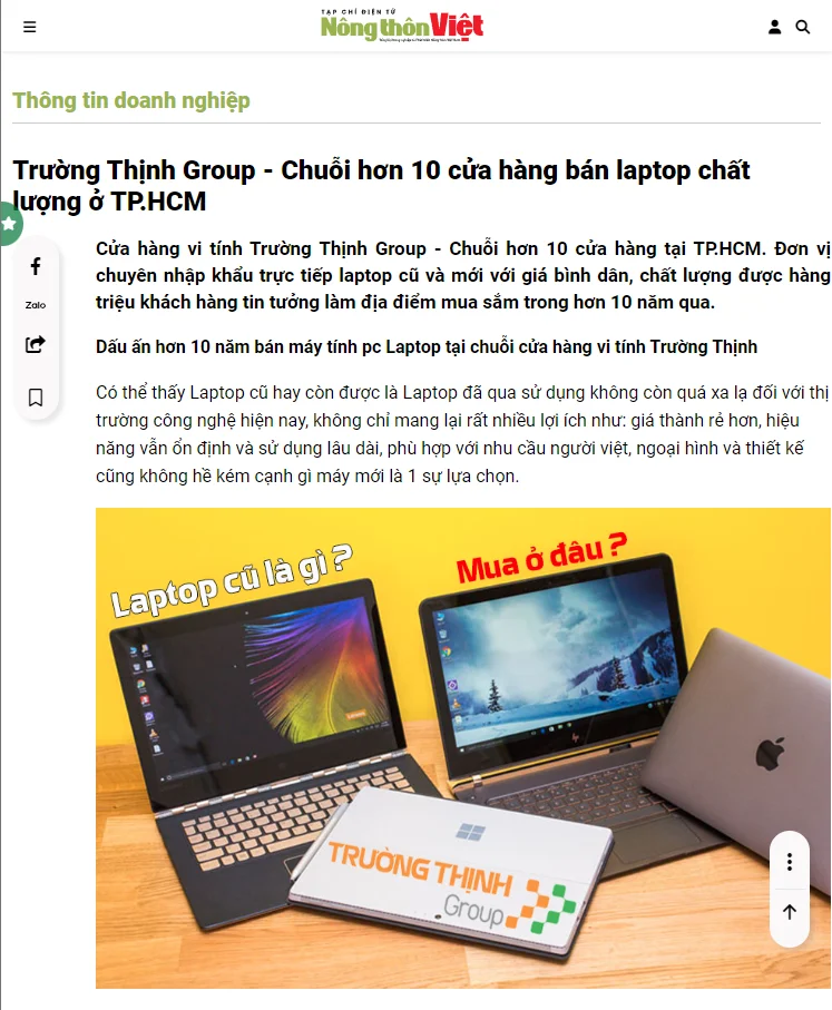 Trường Thịnh Group - Chuỗi hơn 10 cửa hàng bán laptop chất lượng ở TP.HCM - Nongthonviet.com.vn