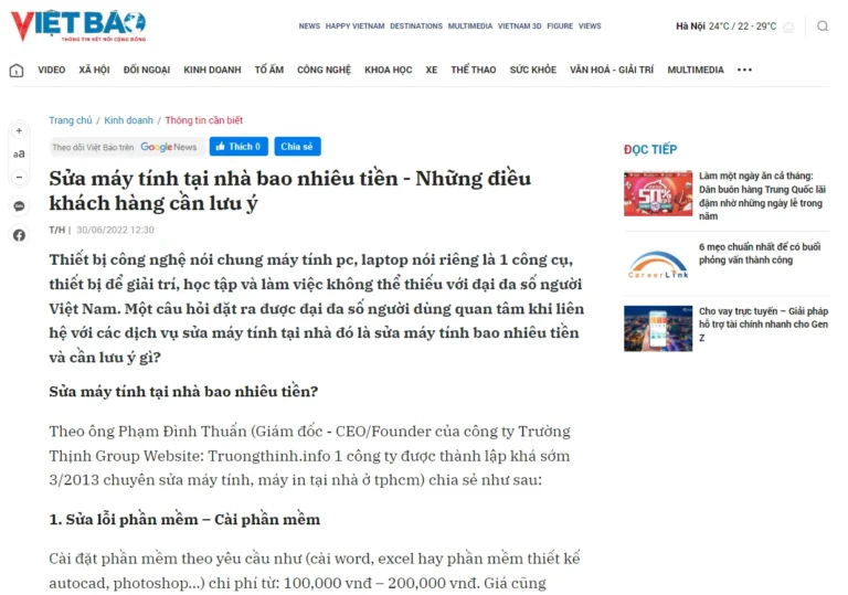 Sửa máy tính tại nhà bao nhiêu tiền - Những điều khách hàng cần lưu ý - Vietbao.vn