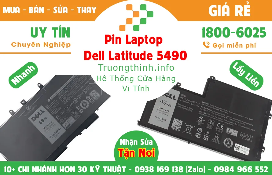 Mua Bán Pin Laptop Dell Latitude 5490 Giá Rẻ | Vi Tính Trường Thịnh