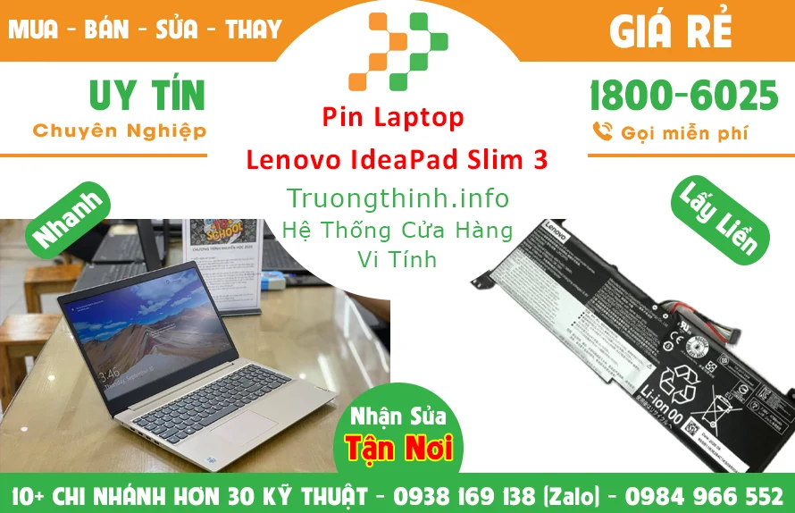 Bán Pin Laptop Lenovo Ideapad 3 Slim 3 Chính Hãng Giá Rẻ