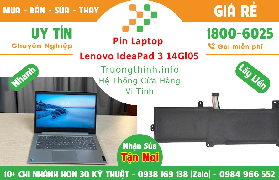 Bán Pin Laptop Lenovo Ideapad 3 14Gl05 Chính Hãng Giá Rẻ