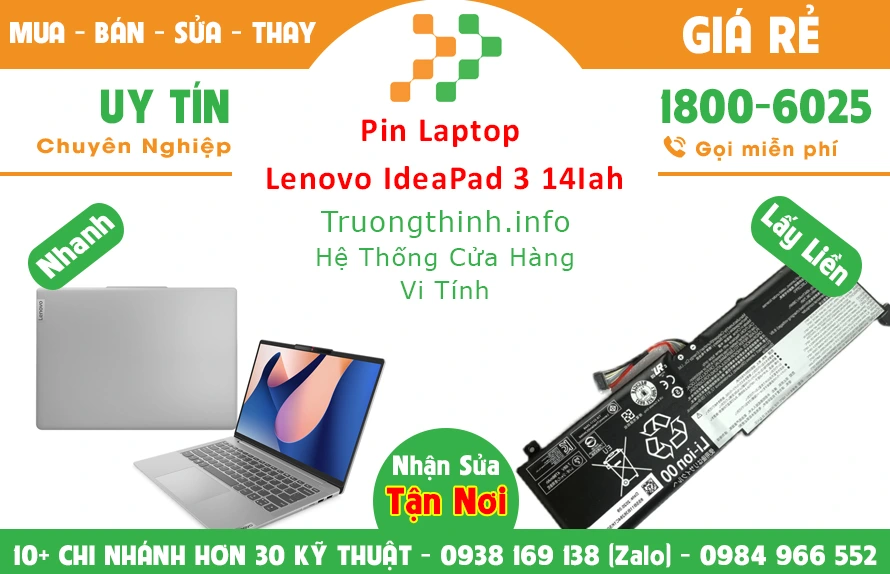 Bán Pin Laptop Lenovo Ideapad 3 14Iah Chính Hãng Giá Rẻ