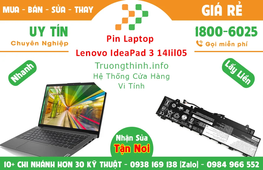 Bán Pin Laptop Lenovo Ideapad 3 14Iil05 Chính Hãng Giá Rẻ