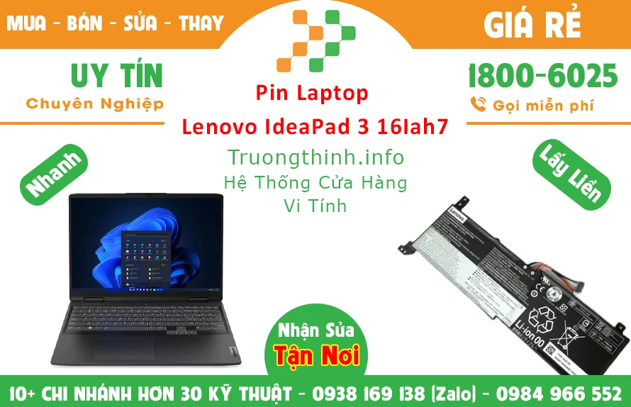 Bán Pin Laptop Lenovo Ideapad 3 16Iah7 Chính Hãng Giá Rẻ