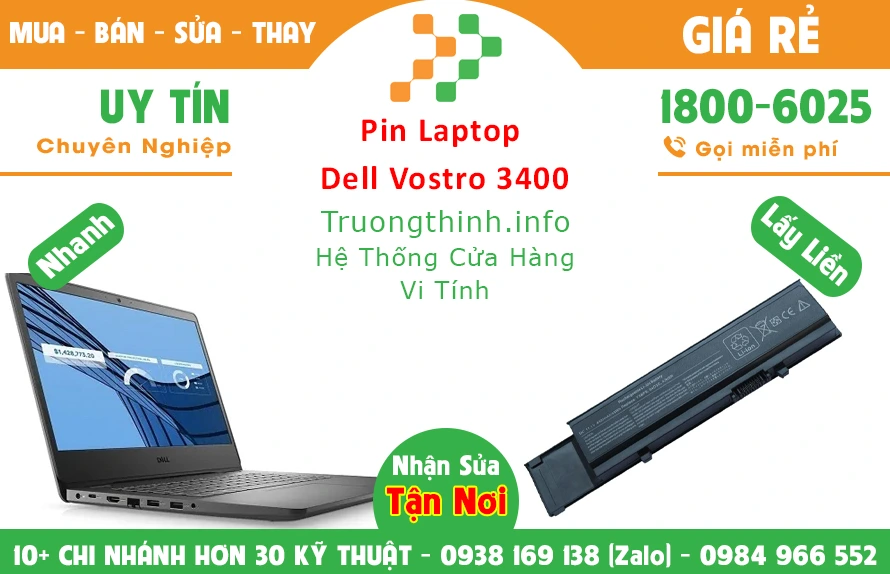 Bán Pin Laptop Dell Vostro 3400 Slim 5 Chính Hãng Giá Rẻ