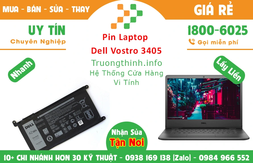 Bán Pin Laptop Dell Vostro 3405 Slim 5 Chính Hãng Giá Rẻ