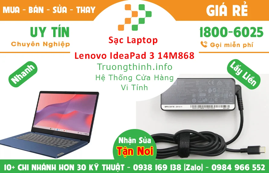 Sạc Laptop Lenovo Ideapad 3 14M868 Chính Hãng Giá Rẻ