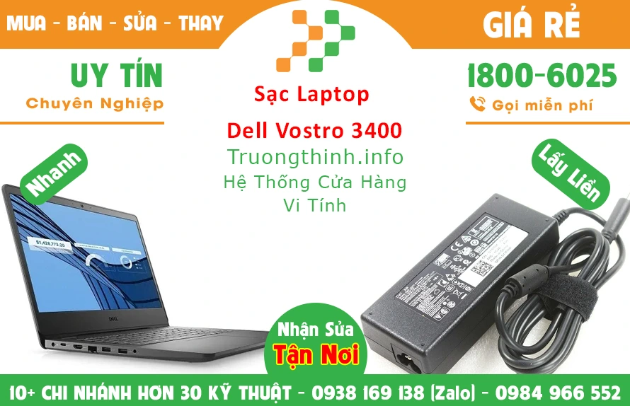 Sạc Laptop Dell Vostro 3400 Chính Hãng Giá Rẻ