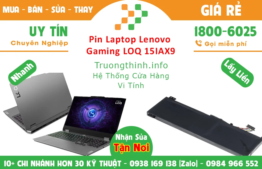 Bán Pin Laptop Lenovo LOQ 15IAX9 Chính Hãng Giá Rẻ