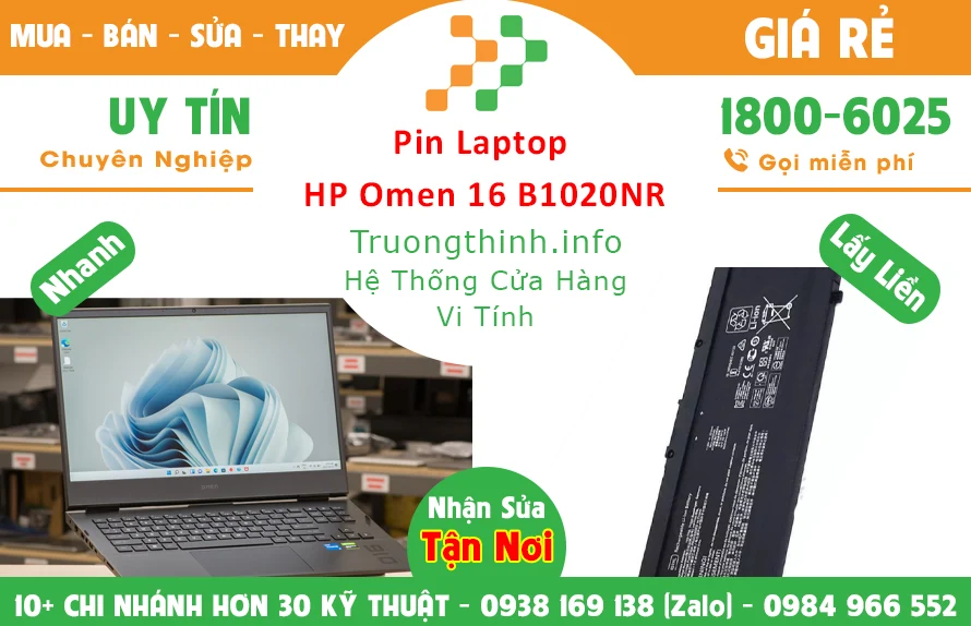 Bán Pin Laptop HP Omen 16 B1020NR Chính Hãng Giá Rẻ