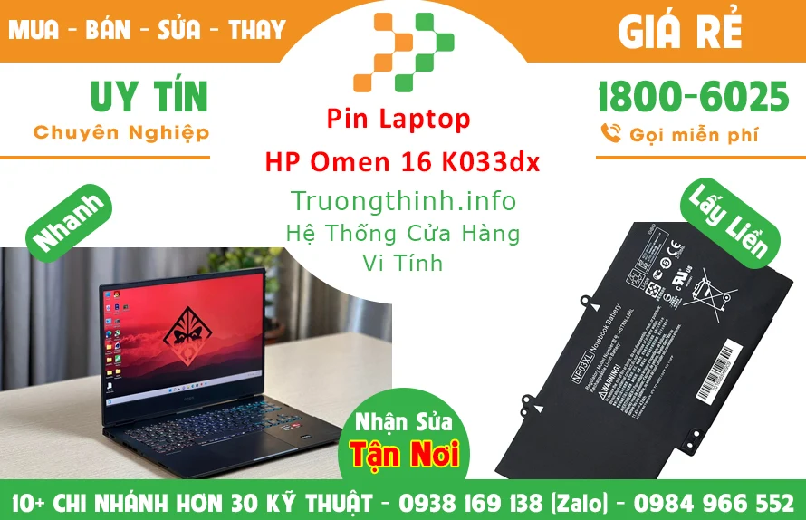 Bán Pin Laptop HP Omen 16 K0033dx Chính Hãng Giá Rẻ