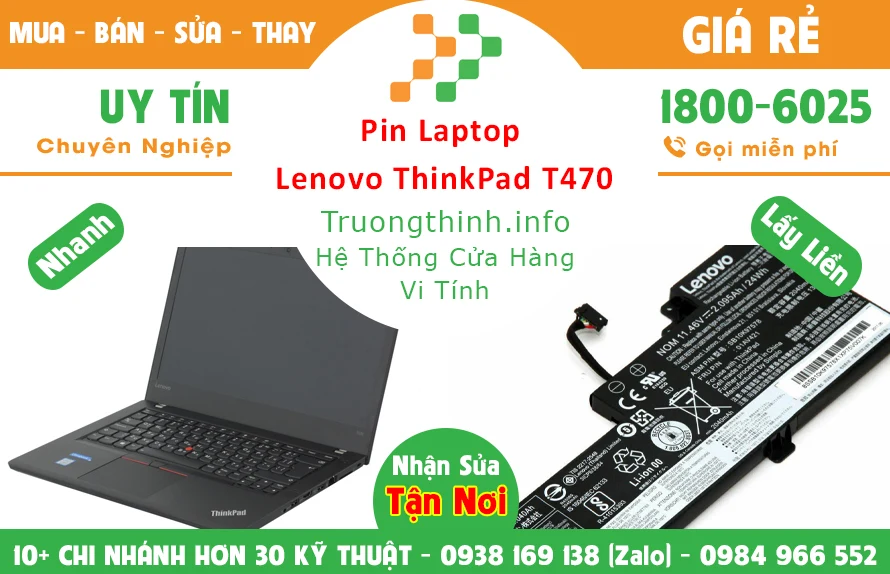 Bán Pin Laptop Lenovo ThinkPad T470 Chính Hãng Giá Rẻ