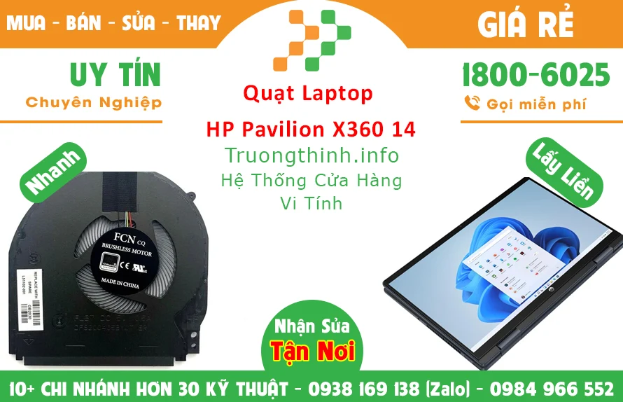 Quạt Laptop HP Pavilion X360 14 Chính Hãng