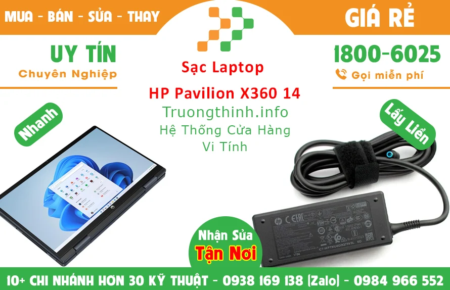 Sạc Laptop HP Pavilion X360 14 Chính Hãng Giá Rẻ