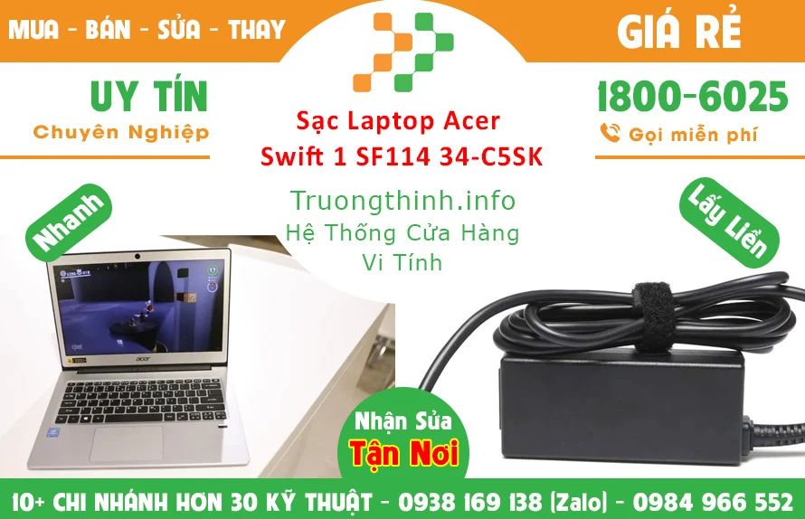 Sạc Laptop Acer Swift 1 SF114 34-C5SK Chính Hãng Giá Rẻ