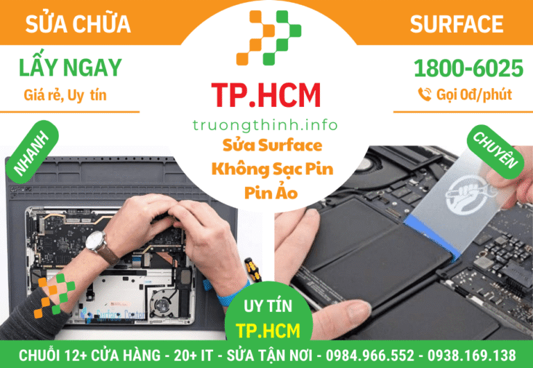 Sửa Chữa Surface Không Sạc Pin - Pin Ảo - Pin Nhanh Hết