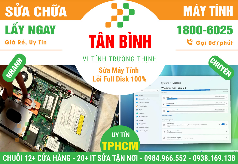 Đơn Vị Sửa Máy Tính Bị Lỗi Full Disk 100% Trên Máy Tính Tại Quận Tân Bình