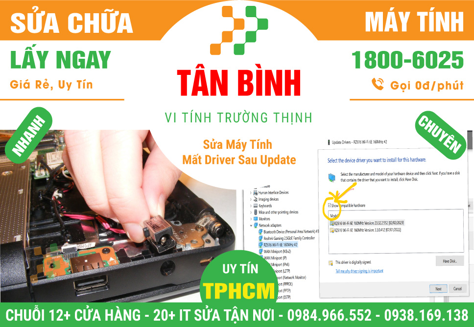Nơi Sửa Máy Tính Bị Mất Driver Sau Update Windows Tại Quận Tân Bình