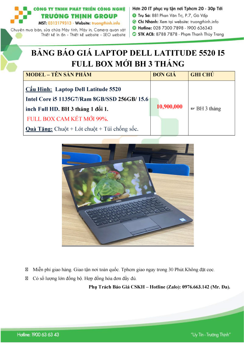 Báo Giá Laptop Dell Latitude 5520