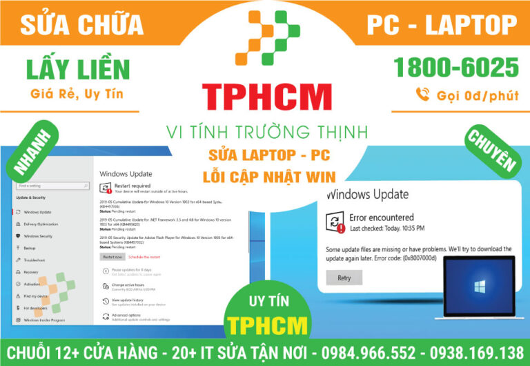 Địa Chỉ Sửa Laptop Lỗi Cập Nhật Win TPHCM