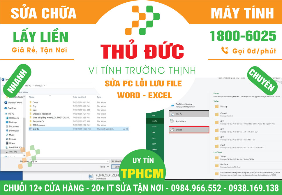 Địa Chỉ Sửa Máy Tính Lỗi Lưu File Word Excel Tại Thủ Đức