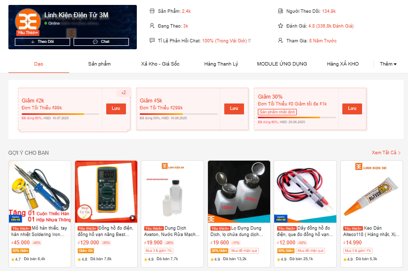 Top 7 Shop bán linh kiện, phụ kiện điện tử uy tín, chất lượng trên Shopee