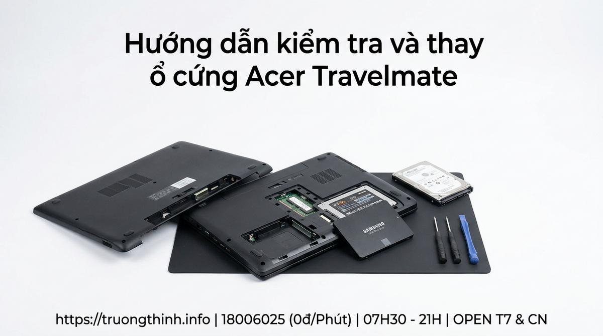 Hướng dẫn kiểm tra và thay ổ cứng Acer Travelmate